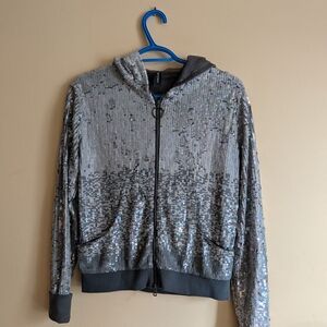 Marc Cain Silver Sequin Zip Hoodie Jacket